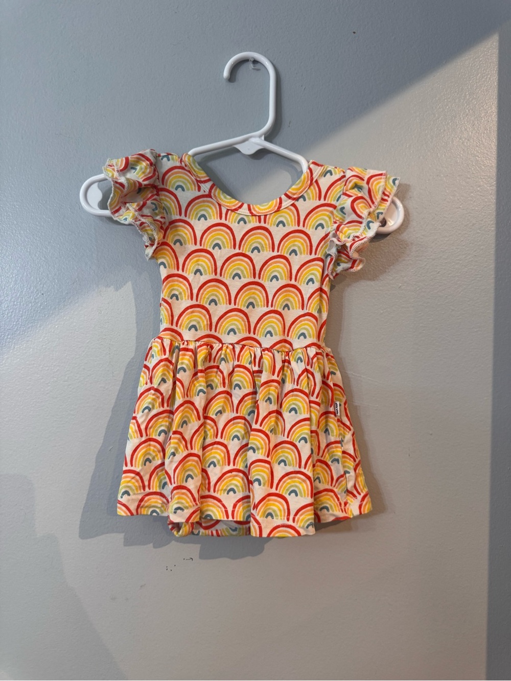 Little Sleepies Rainbow Print Ruffle Sleeve Kids Dress